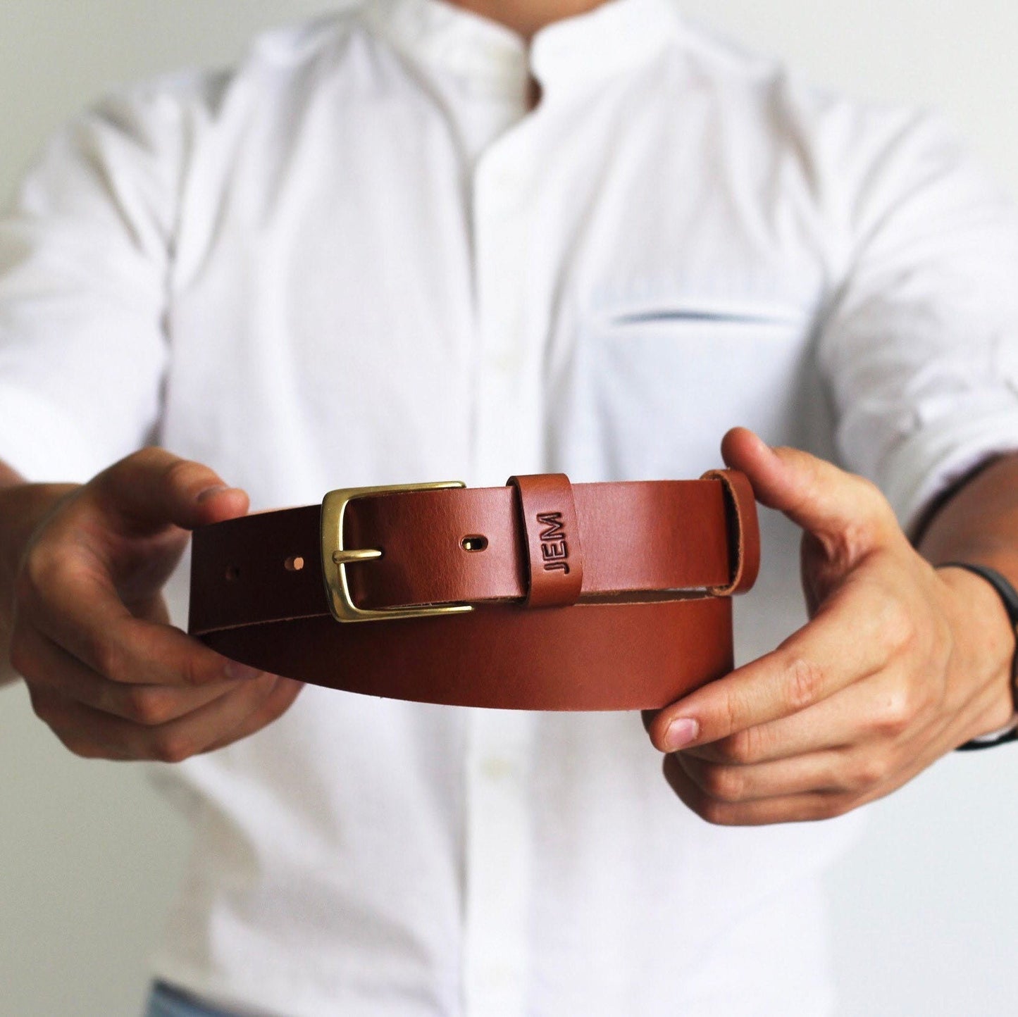 Leather Men's Belt, Back to School, 3rd Anniversary gift, Monogram Gift Belt for Men, Personalized Leather Belt, Engraved Initials Belt