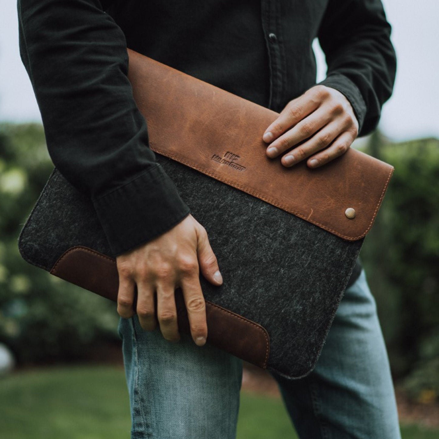 Personalized Leather MacBook Sleeve - Custom Felt Laptop Case, Monogrammed Bag for Pro/Air, Graduation Gift