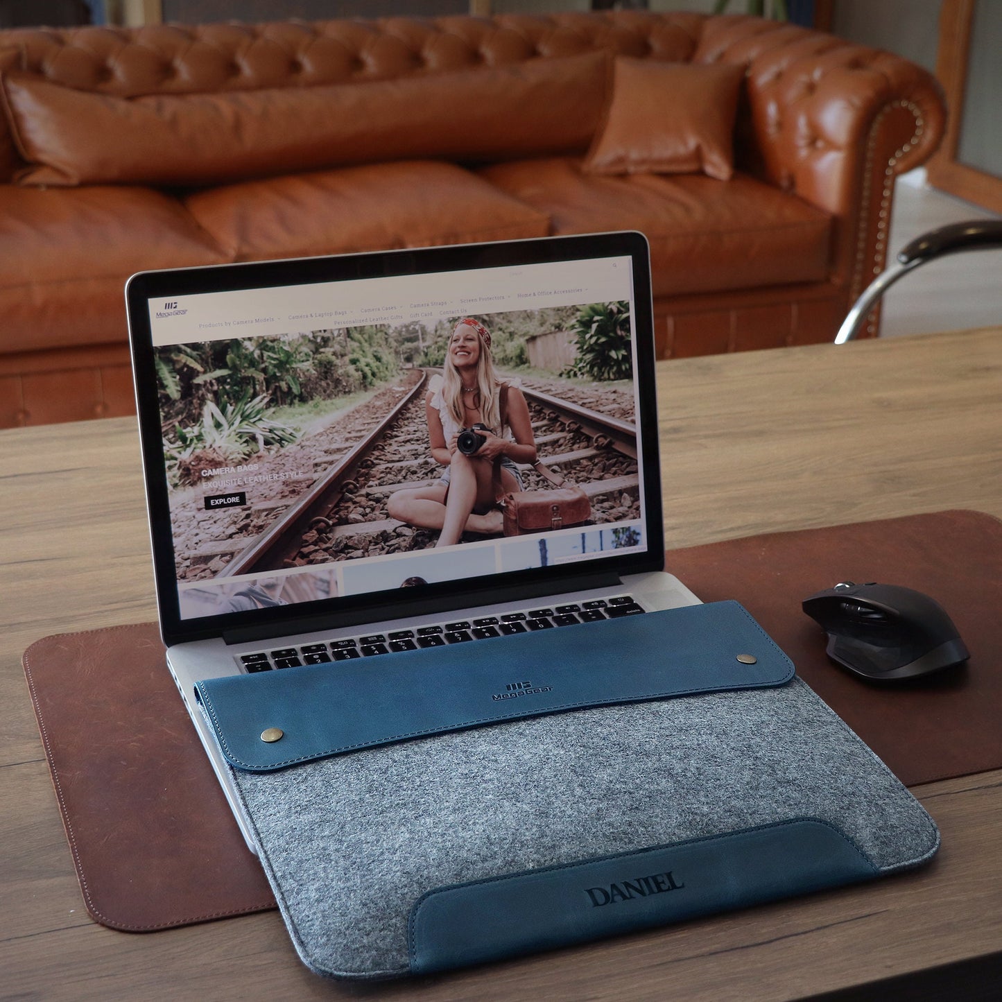 Personalized MacBook Case Leather & Fleece, Custom Laptop Sleeve for MacBook Pro Air M1 M2 M3 M4, 13 14 15 16 Inch Laptop Case