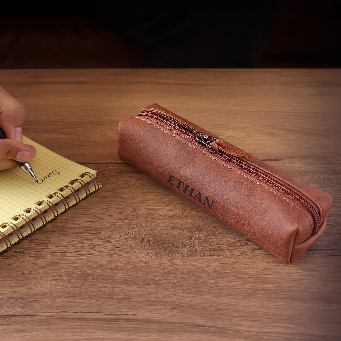 Personalized Top Grain Leather Makeup Case, Hand Crafted Pen Pouch, Custom Pen Holder, High Quality Pencil Case, Pencil Bags,  Birthday Gift