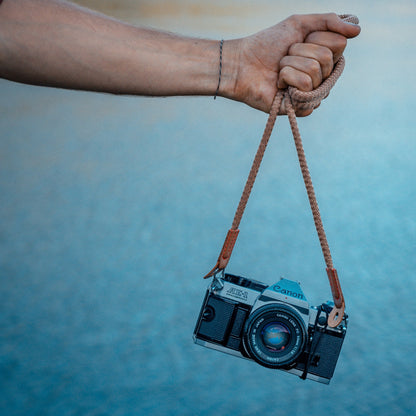 Cotton Camera Strap - Wrist & Neck - DSLR/SLR - Adjustable, Black Brown Green - Photo Gift