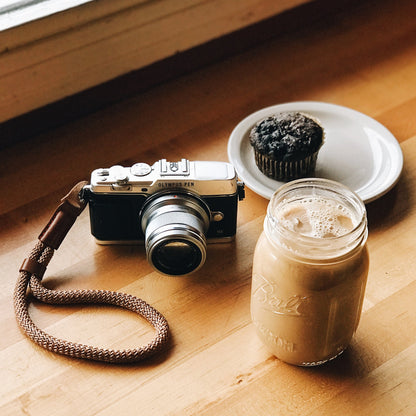 Cotton Camera Strap - Wrist & Neck - DSLR/SLR - Adjustable, Black Brown Green - Photo Gift