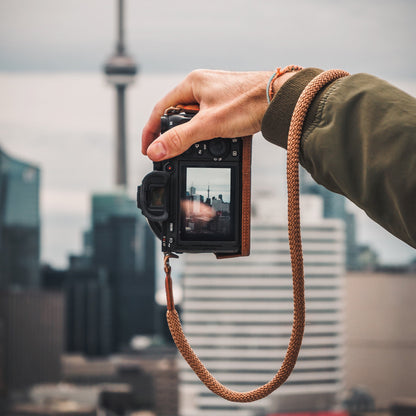 Cotton Camera Strap - Wrist & Neck - DSLR/SLR - Adjustable, Black Brown Green - Photo Gift