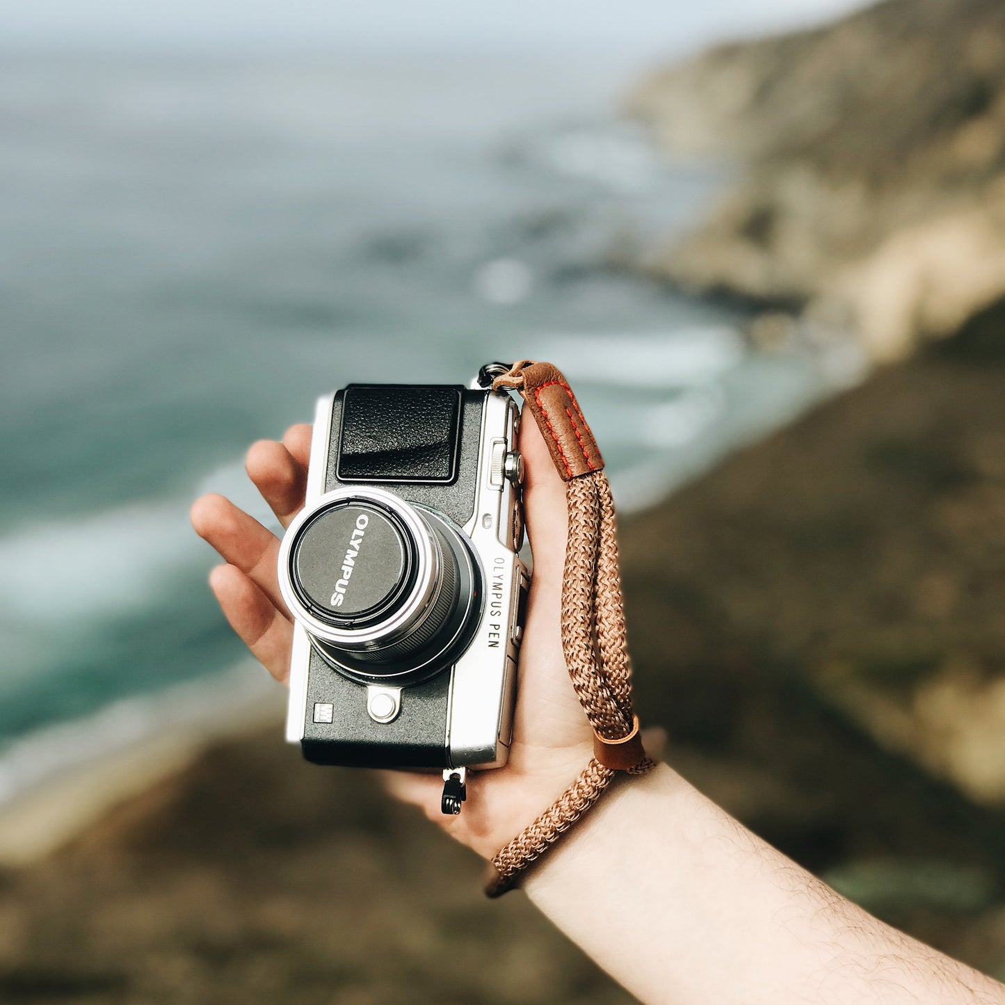 Cotton Camera Strap - Wrist & Neck - DSLR/SLR - Adjustable, Black Brown Green - Photo Gift