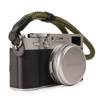Cotton Camera Strap - Wrist & Neck - DSLR/SLR - Adjustable, Black Brown Green - Photo Gift