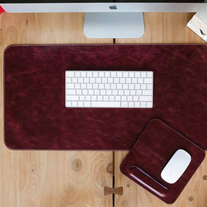 Personalized Mouse Pad with Wrist Rest Top Grain Leather, Hand Crafted Custom Mouse Pad, Office Ergonomic Mouse Pad, Laptop Mouse Pad