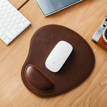 Personalized Oval Leather Mouse Pad with Wrist Rest, Hand Crafted Computer Mouse Pad, Cute Desk Laptop Mouse Pad, Soft Ergonomic Mouse Pad