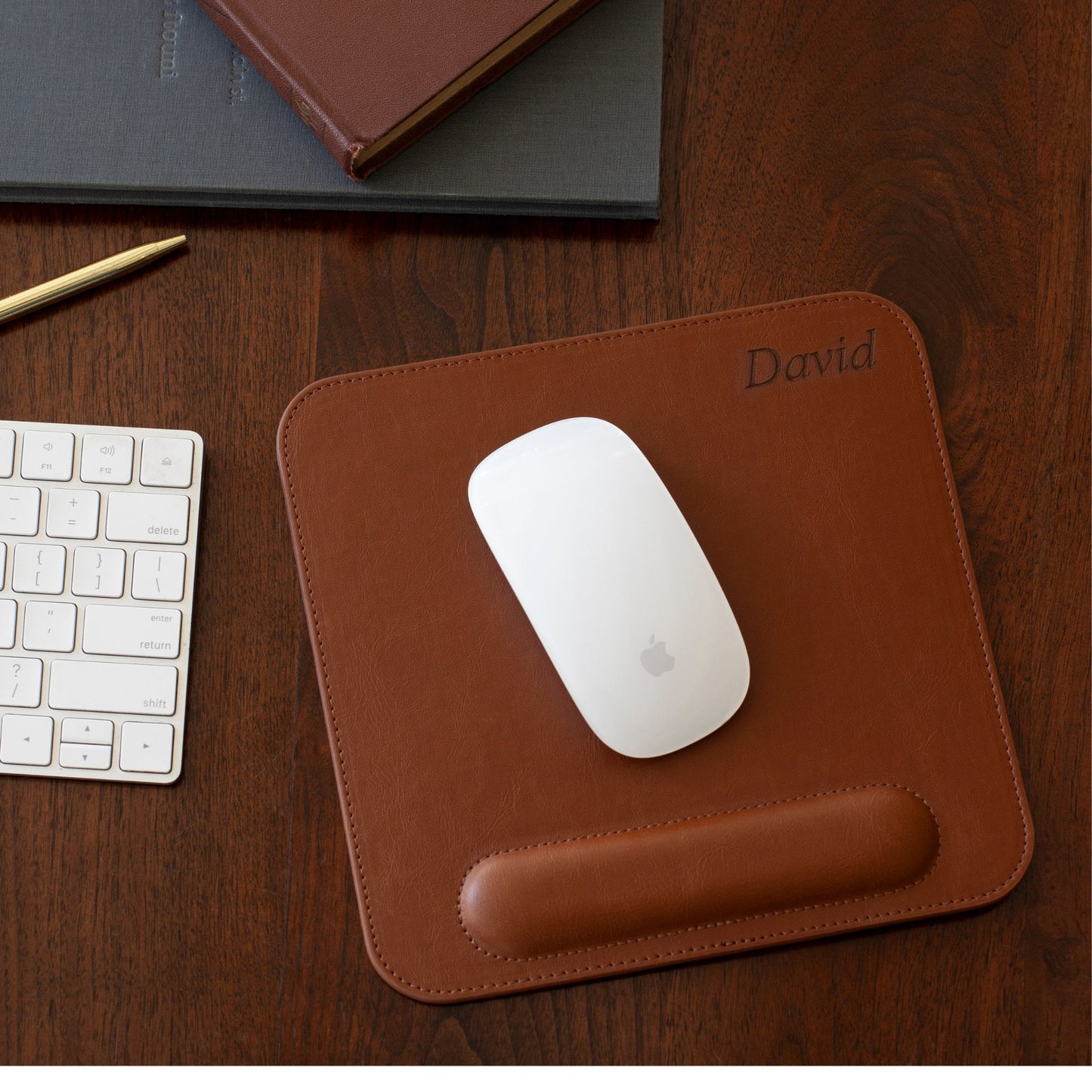 Personalized Leather Mouse pad with Wrist Rest, Hand Crafted Computer Mouse Pad, Cute Desk Laptop Mouse Pad, Office Ergonomic Mouse Pad