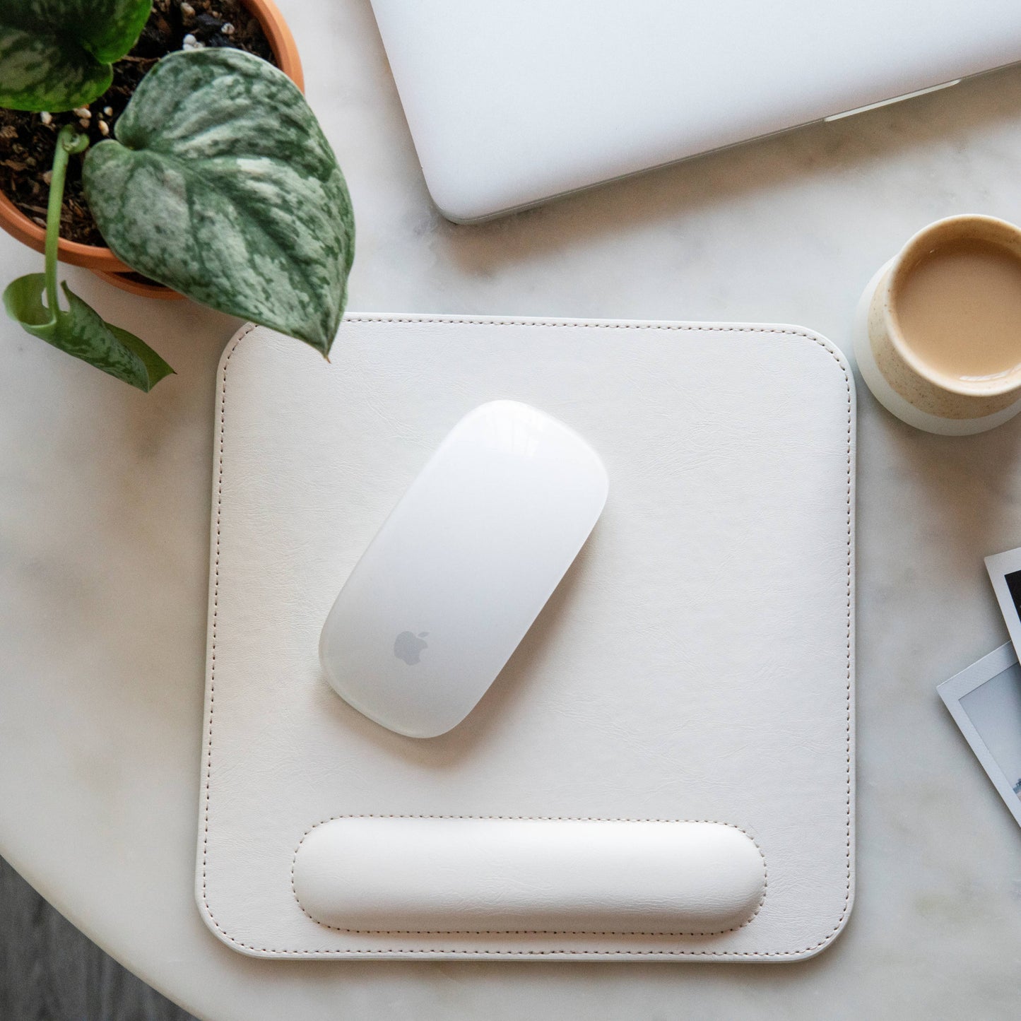 Leather Mouse Pad with Wrist Rest - Ergonomic Office Desk Pad - Personalized Gift for Him/Her - 8x8 Custom Computer Pad