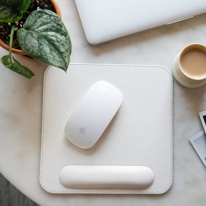 Leather Mouse Pad with Wrist Rest - Ergonomic Office Desk Pad - Personalized Gift for Him/Her - 8x8 Custom Computer Pad