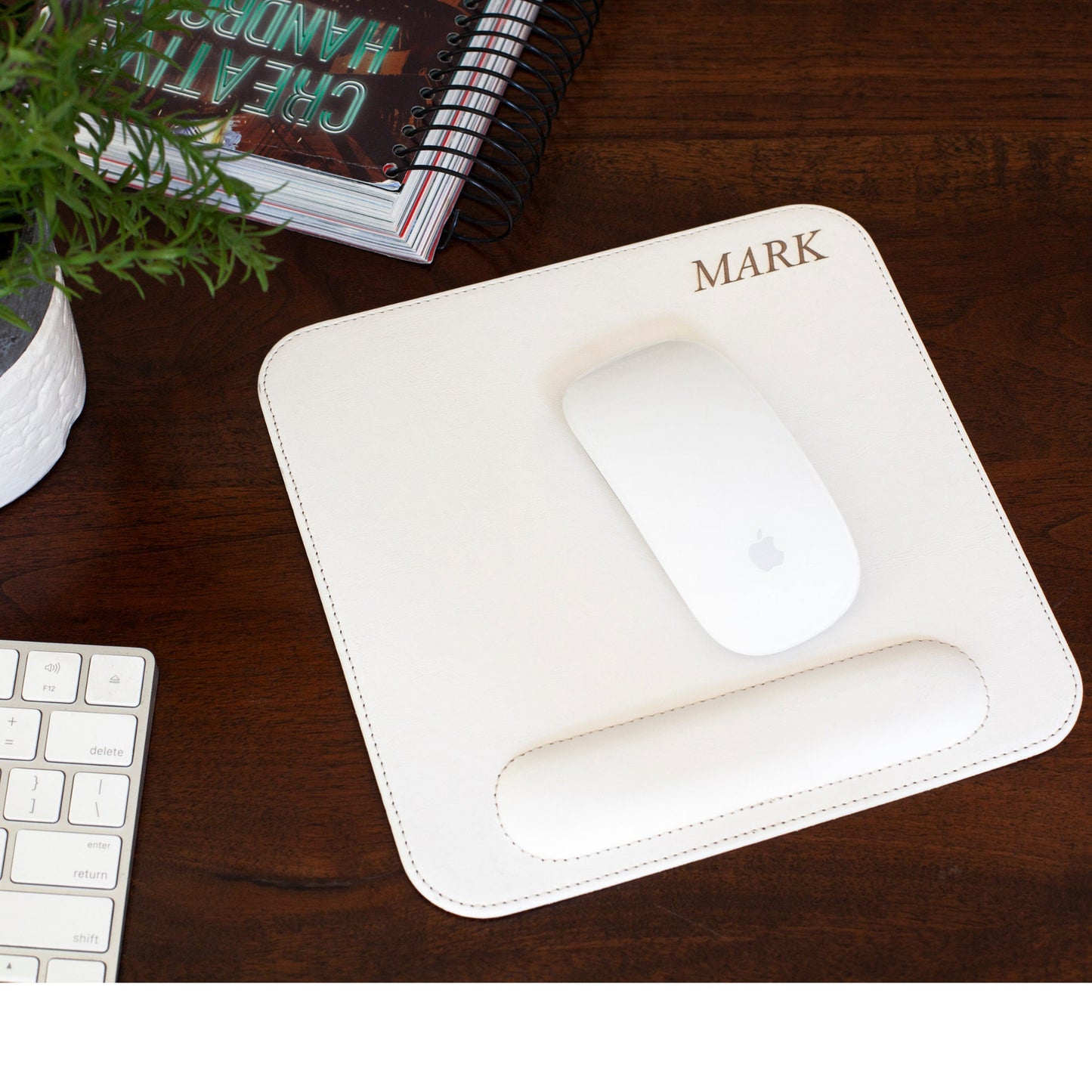 Personalized Leather Mouse pad with Wrist Rest, Hand Crafted Computer Mouse Pad, Cute Desk Laptop Mouse Pad, Office Ergonomic Mouse Pad