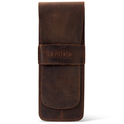 Personalized Handcrafted Top Grain Leather Pen Holder, Pen Pouch, Two Compartment Pencil Case, Custom Pencil Bag with Tuck in Flap