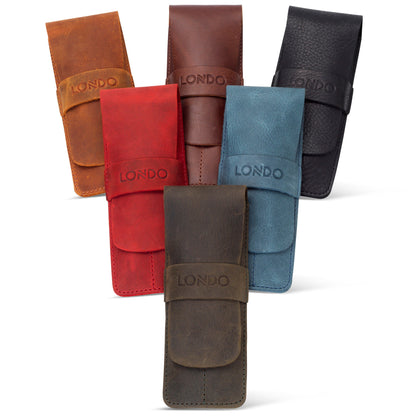 Personalized Handcrafted Top Grain Leather Pen Holder, Pen Pouch, Two Compartment Pencil Case, Custom Pencil Bag with Tuck in Flap