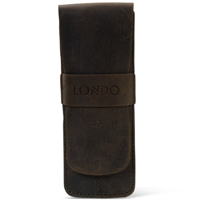 Personalized Handcrafted Top Grain Leather Pen Holder, Pen Pouch, Two Compartment Pencil Case, Custom Pencil Bag with Tuck in Flap