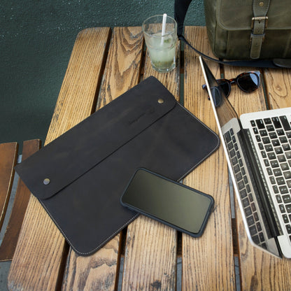 Personalized Leather MacBook Case - Sleeve for Pro & Air 13 14 15 16 inch, Custom Laptop Bag, Monogram Option, Gift for Him/Her