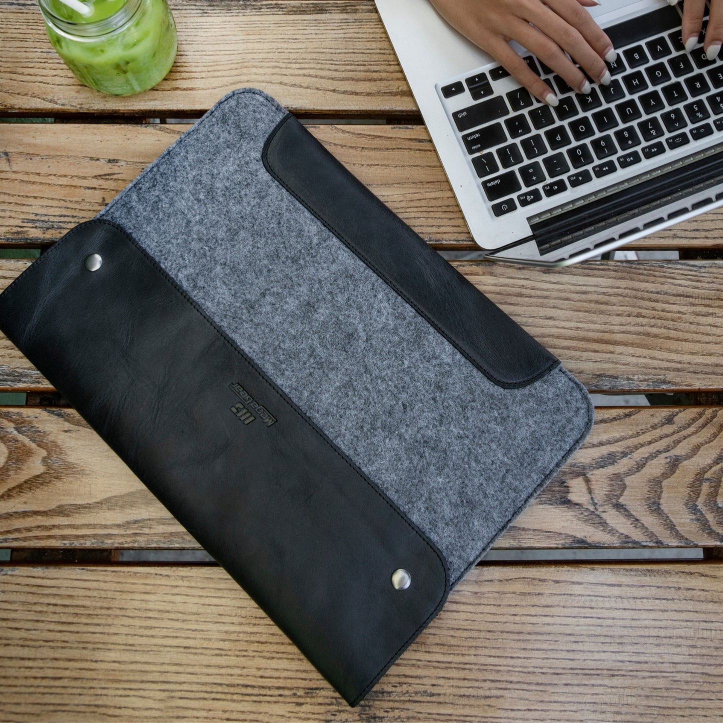 Personalized Leather MacBook Sleeve - Custom Felt Laptop Case, Monogrammed Bag for Pro/Air, Graduation Gift