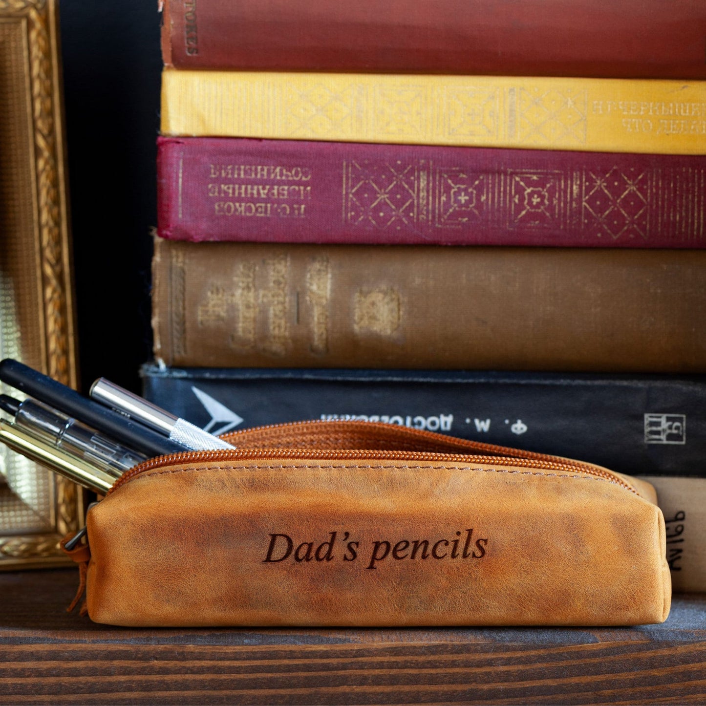 Personalized Top Grain Leather Pen Pouch, Hand Crafted Makeup Case, High Quality Pen Holder, Classic Look  Pencil Holder,  Personalized Gift