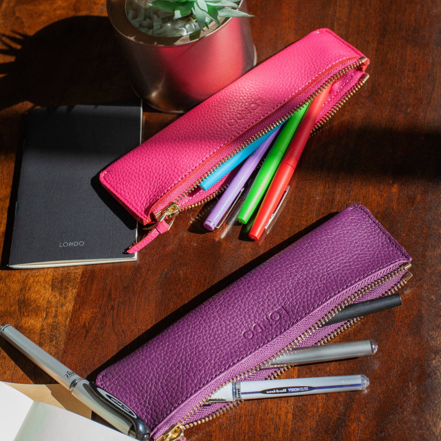 Pen Pouch Top Grain Leather, Hand Crafted Glasses Case, Unisex Cosmetic Cases, Classic Look Pen Holder, Zippered Pen and Pencil Pouch Bags