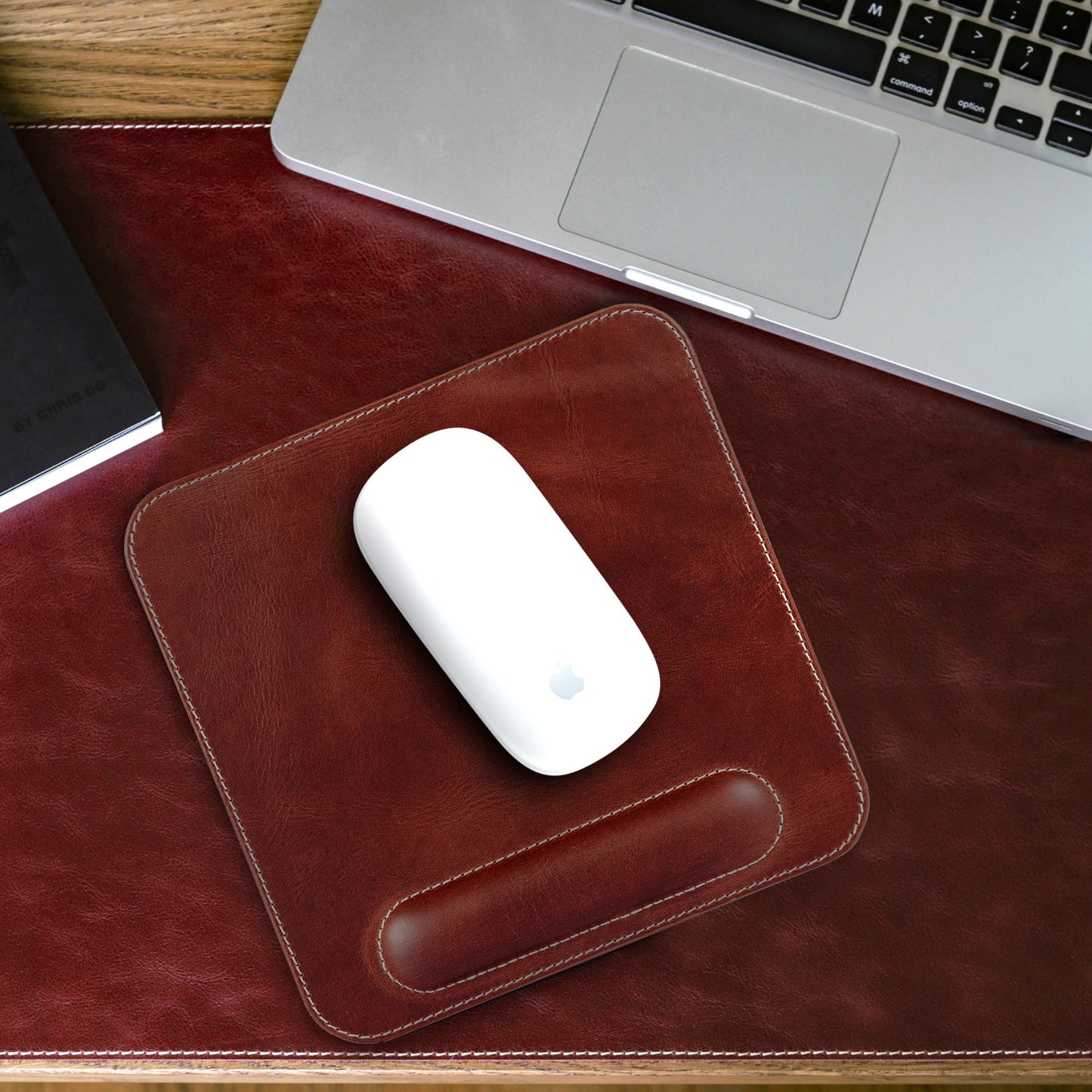 Personalized Leather Mouse Pad with Wrist Rest - Ergonomic Office Decor, Custom Gamer Gift, Desk Accessories for Men