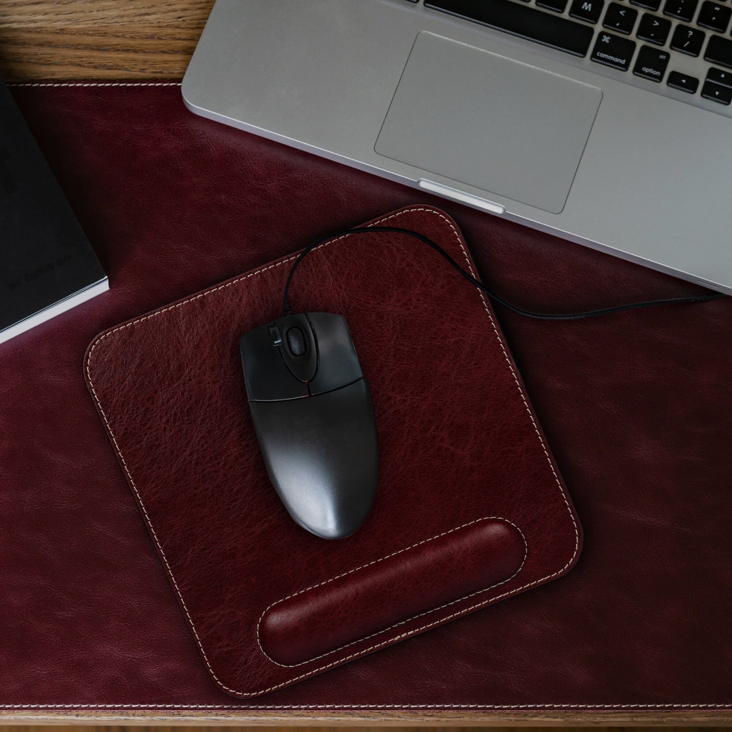Personalized Top Grain Leather Mousepad with Wrist Rest, Hand Crafted Custom Computer Mousepad, Ergonomic Large Office Mousepad, Mouse Pads