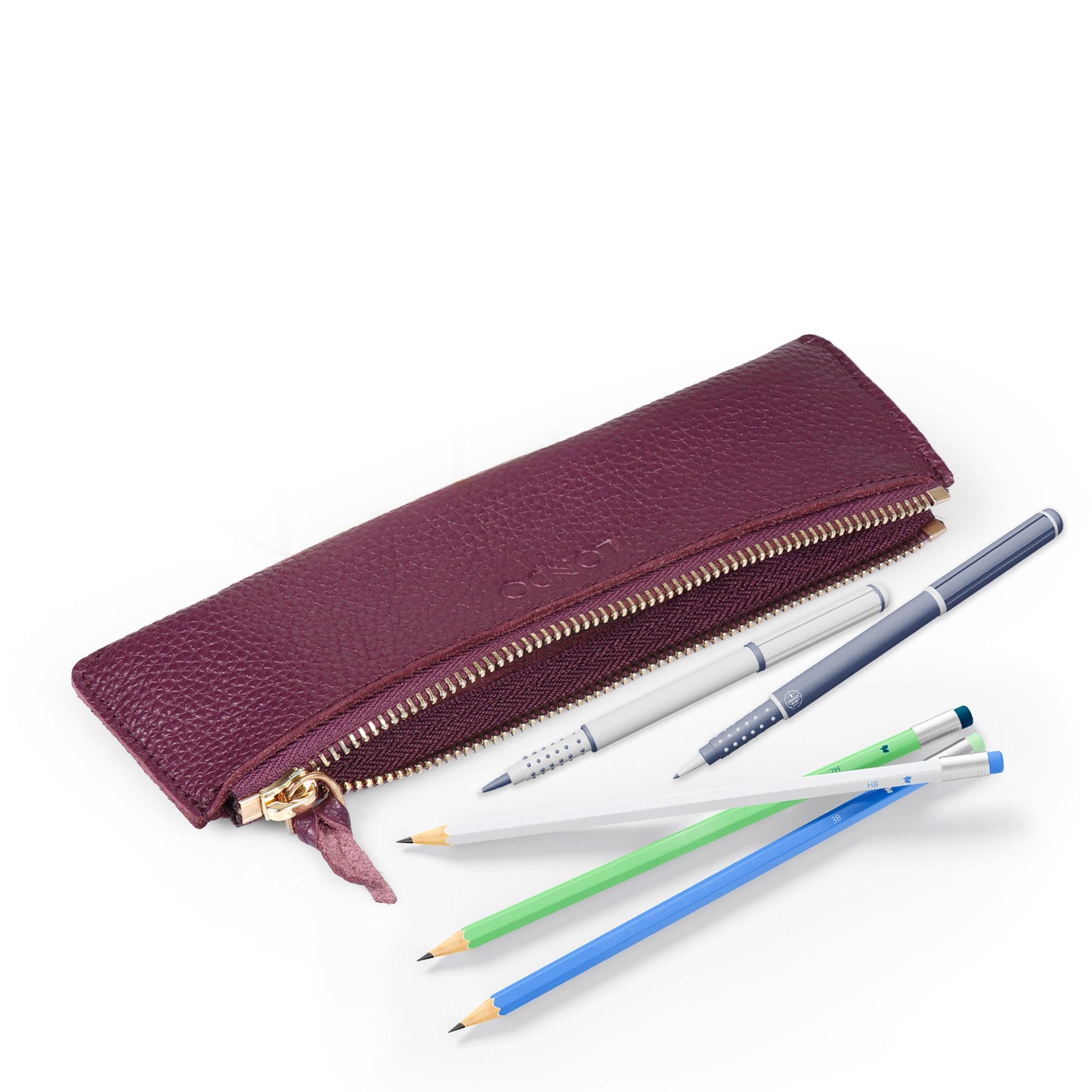 Pen Pouch Top Grain Leather, Hand Crafted Glasses Case, Unisex Cosmetic Cases, Classic Look Pen Holder, Zippered Pen and Pencil Pouch Bags