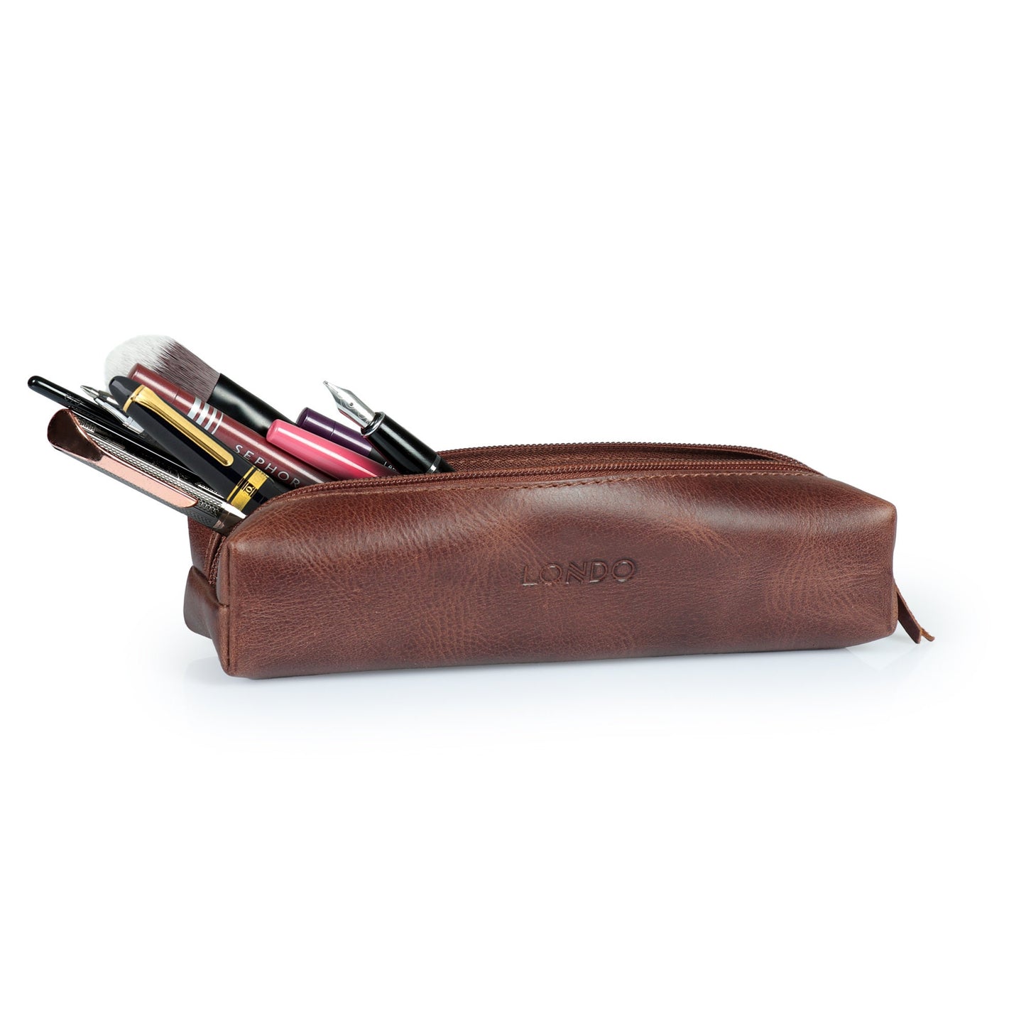 Personalized Makeup Bag Top Grain Leather, Hand Crafted Cosmetic Case, Pen Pouch, High Quality Makeup Case, Custom Pencil Case with Zipper