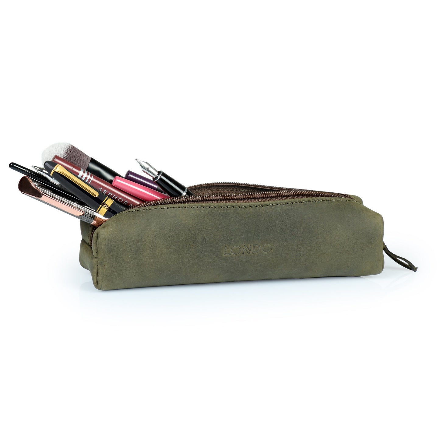 Personalized Pen Pouch Top Grain Leather, Hand Crafted Cosmetic Case, Pencil Pouch, High Quality Makeup Case, Custom Pencil Case with Zipper