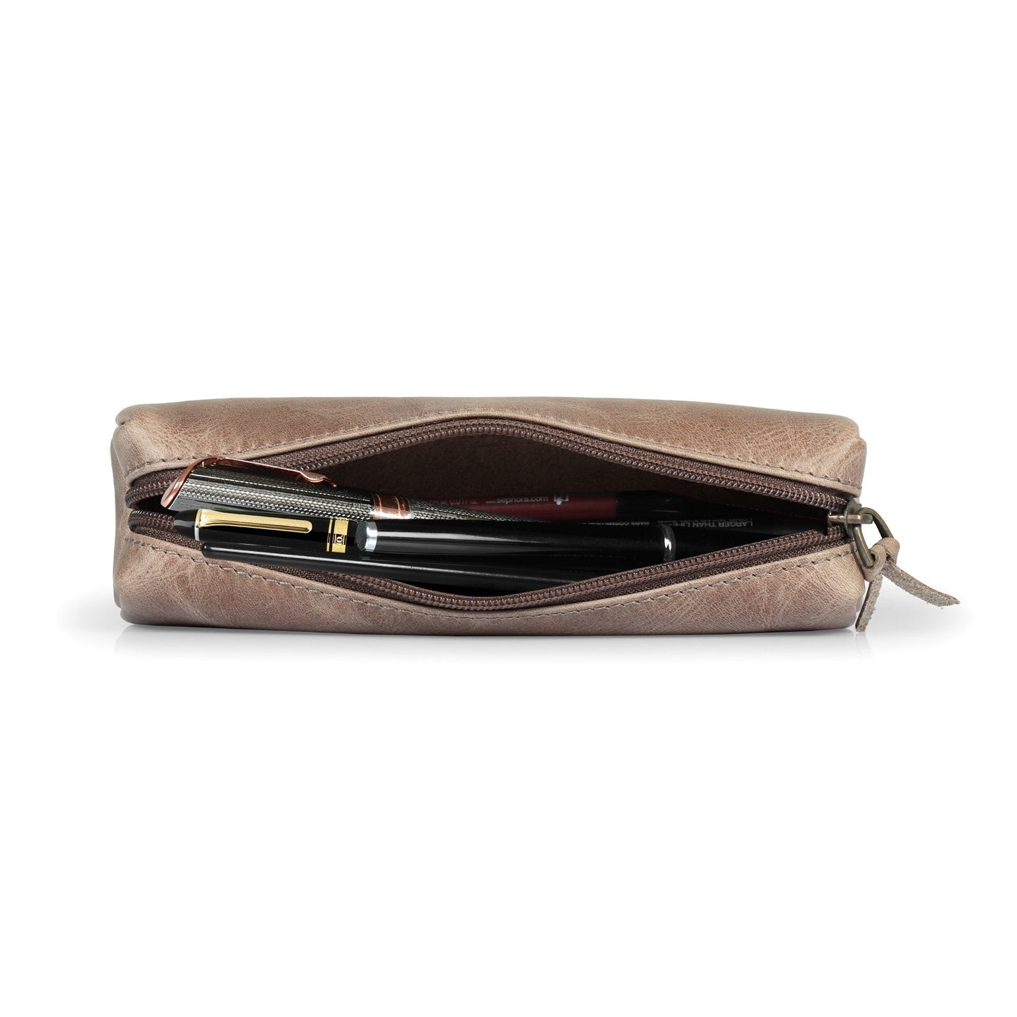 Leather Pen Pouch Personalized - Makeup Brush Case, Custom Pencil Holder, Top Grain Leather Gift