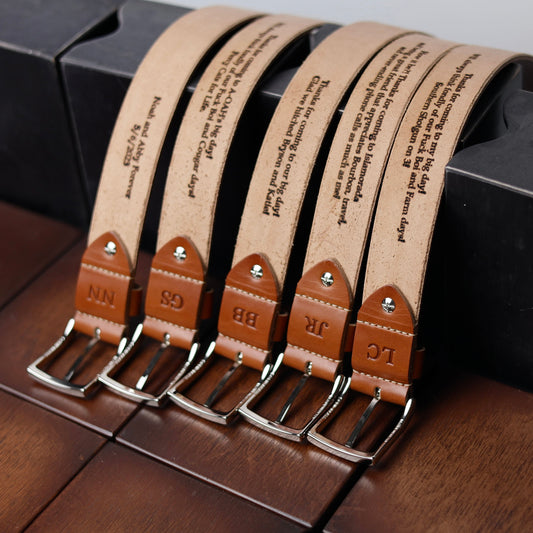 Personalized Leather Belt, Groomsmen Gift Set, Engraved Wedding Belt, Rustic Custom Belt for Men, Bestman Present