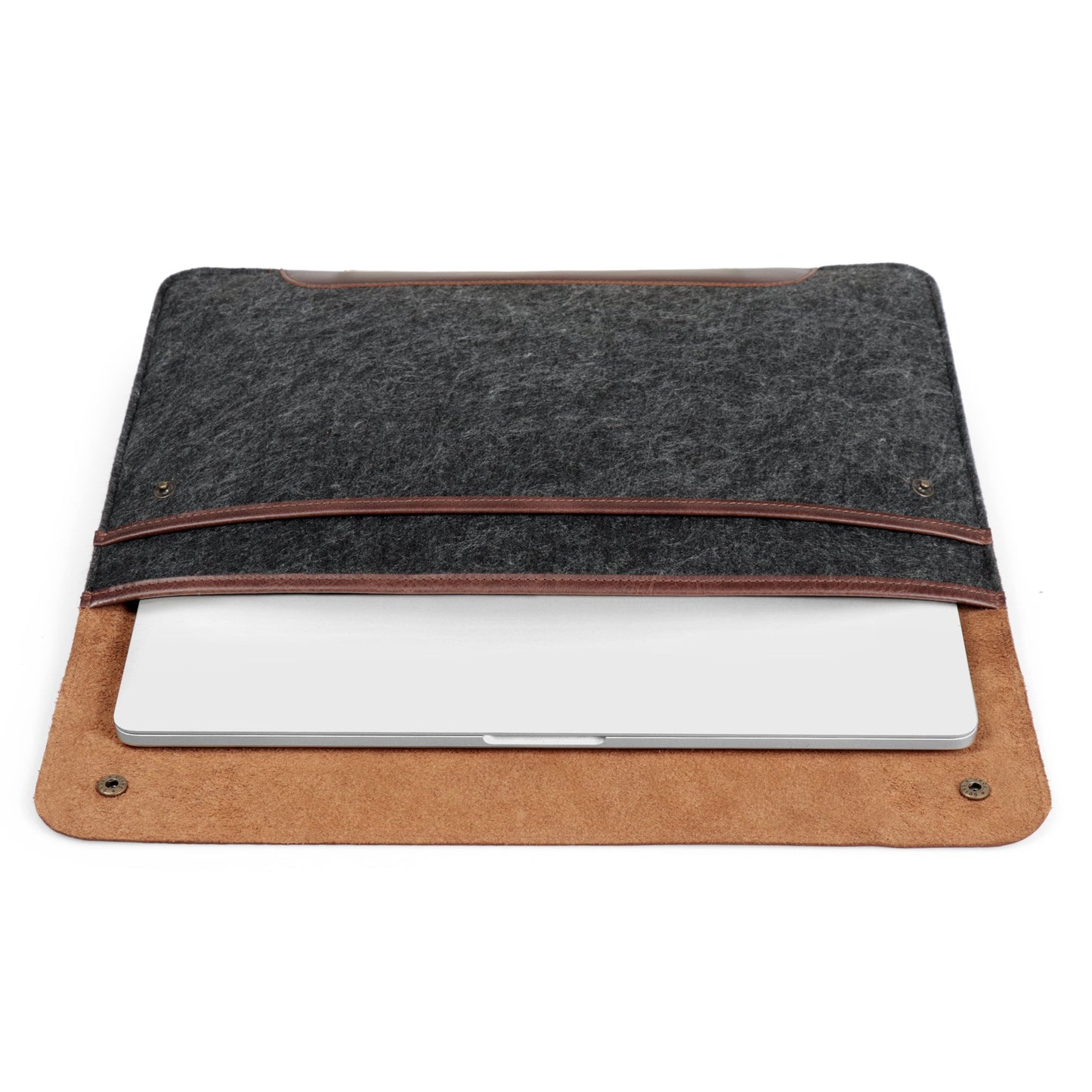 Personalized Leather MacBook Sleeve - Custom Felt Laptop Case, Monogrammed Bag for Pro/Air, Graduation Gift