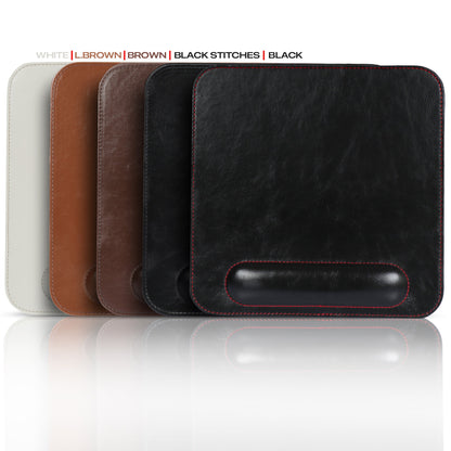 Leather Mouse Pad with Wrist Rest - Ergonomic Office Desk Pad - Personalized Gift for Him/Her - 8x8 Custom Computer Pad