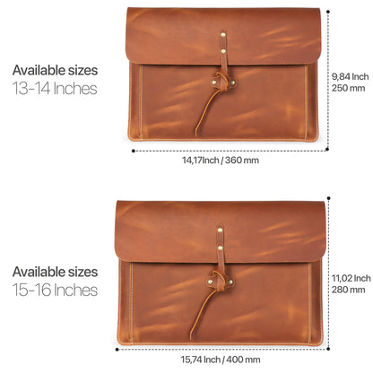 Leather MacBook Pro Bag 16 14 13 inch, Laptop Case, iPad Sleeve, Top Grain, Vintage Style, Personalized Gift, Brown