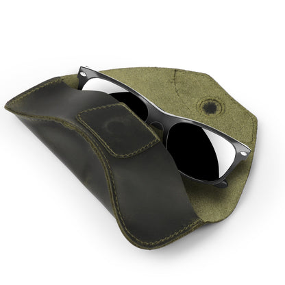 Leather Eyeglass Case Personalized - Handmade Magnetic Snap Glasses Holder, Custom Gift for Him/Her