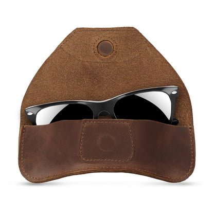 Personalized Glasses Case Top Grain Leather, Hand Crafted Eyeglasses Case, Glasses Cover with Magnetic Clasp, Magnetic Button Eyeglasses Bag