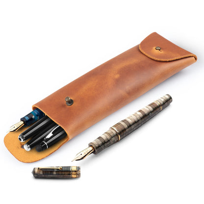 Leather Pencil Holder - Retro Pen Case - Handcrafted Top Grain - Desk Organizer - Gift for Him/Her
