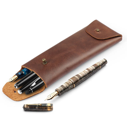 Pen Sleeve Top Grain Leather, Hand Crafted Pencil Case, Retro Style Pen Pouch, Classic Look Pencil Holder, Real Leather Pen Case