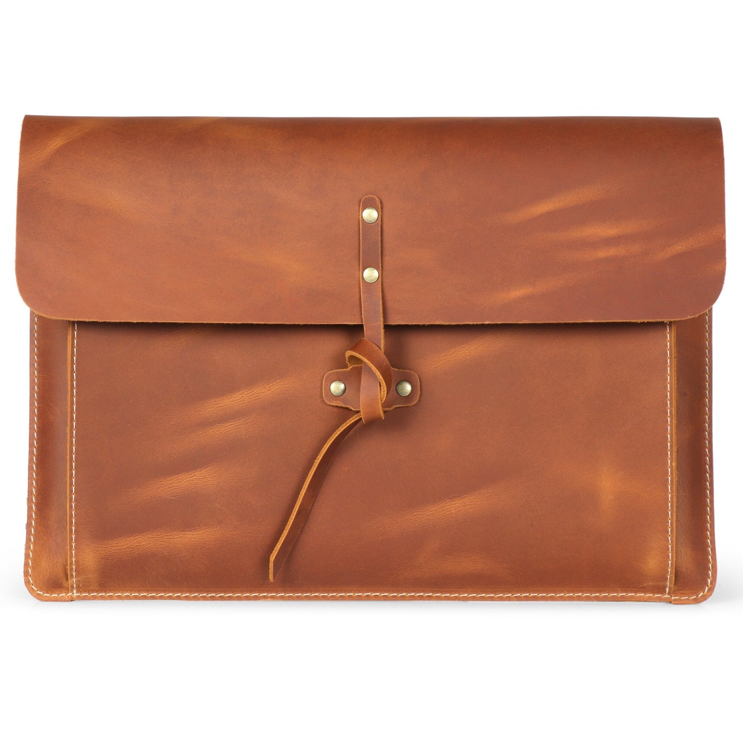 Leather Laptop Bag for MacBook & iPad - Personalized 13" 14" 16" Pro/Air Case - Handmade Top Grain Portfolio Sleeve with Flap - Gift