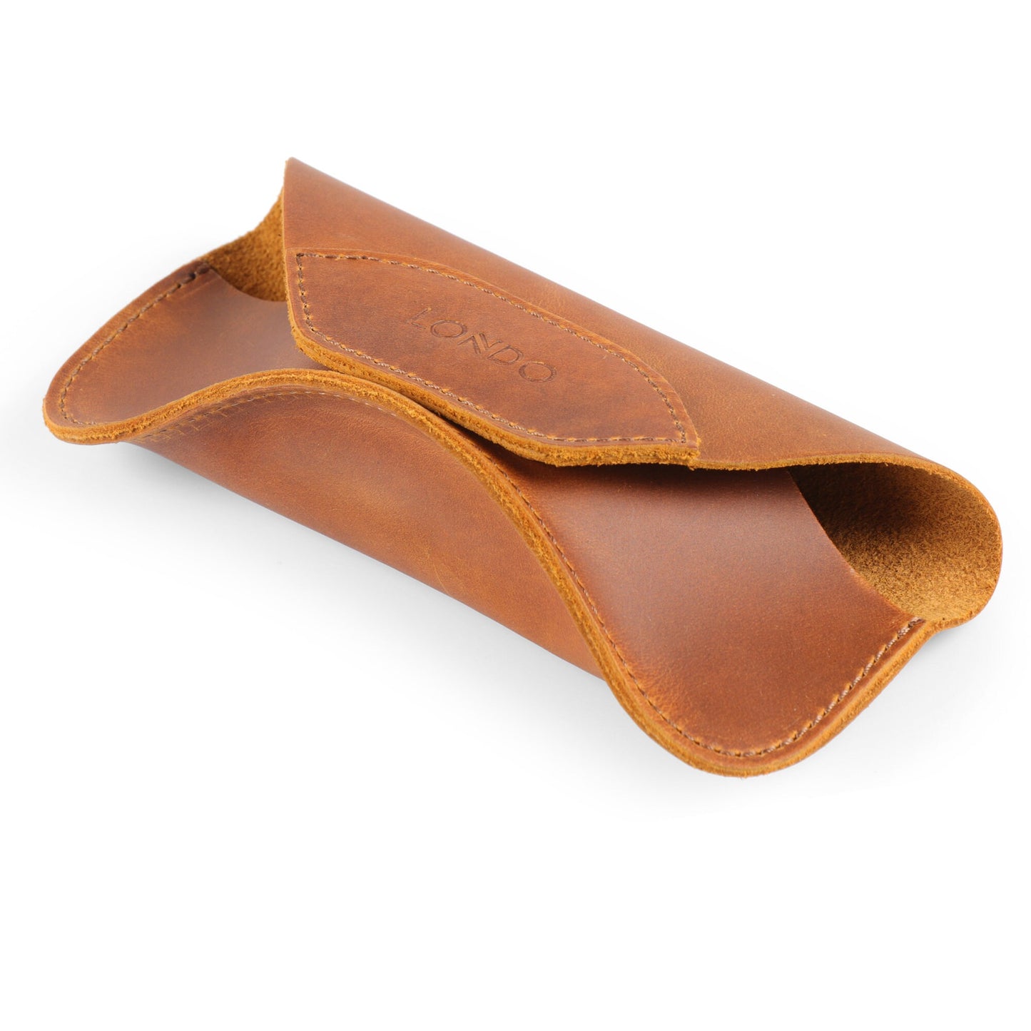 Leather Glasses Case Personalized - Slim Eyeglass Holder, Magnetic Closure, Custom Initial Gift for Him/Her