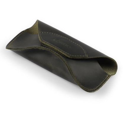 Leather Eyeglass Case Personalized - Handmade Magnetic Snap Glasses Holder, Custom Gift for Him/Her