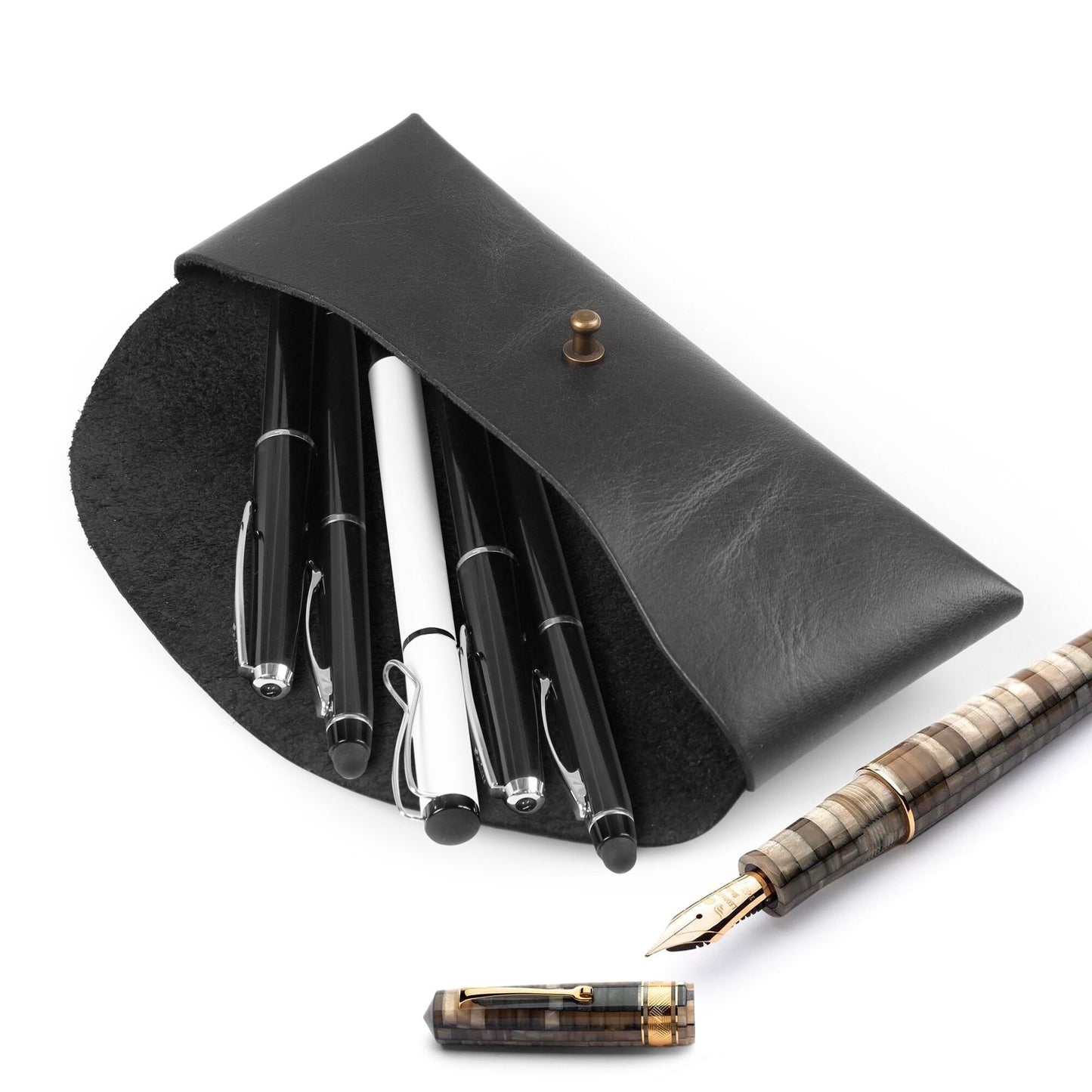Pencil Case Top Grain Leather, Handcrafted Pencil Holder, Retro Style Pen Pouch, High Quality Pen Holder, Classic Look Pen Sleeve Great Gift