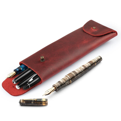 Leather Pencil Holder - Retro Pen Case, Handcrafted Top Grain Leather Pouch for Desk, Stylish Organizer, Gift for Him/Her