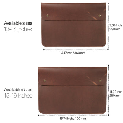 Personalized Leather MacBook Case - Sleeve for Pro & Air 13 14 15 16 inch, Custom Laptop Bag, Monogram Option, Gift for Him/Her