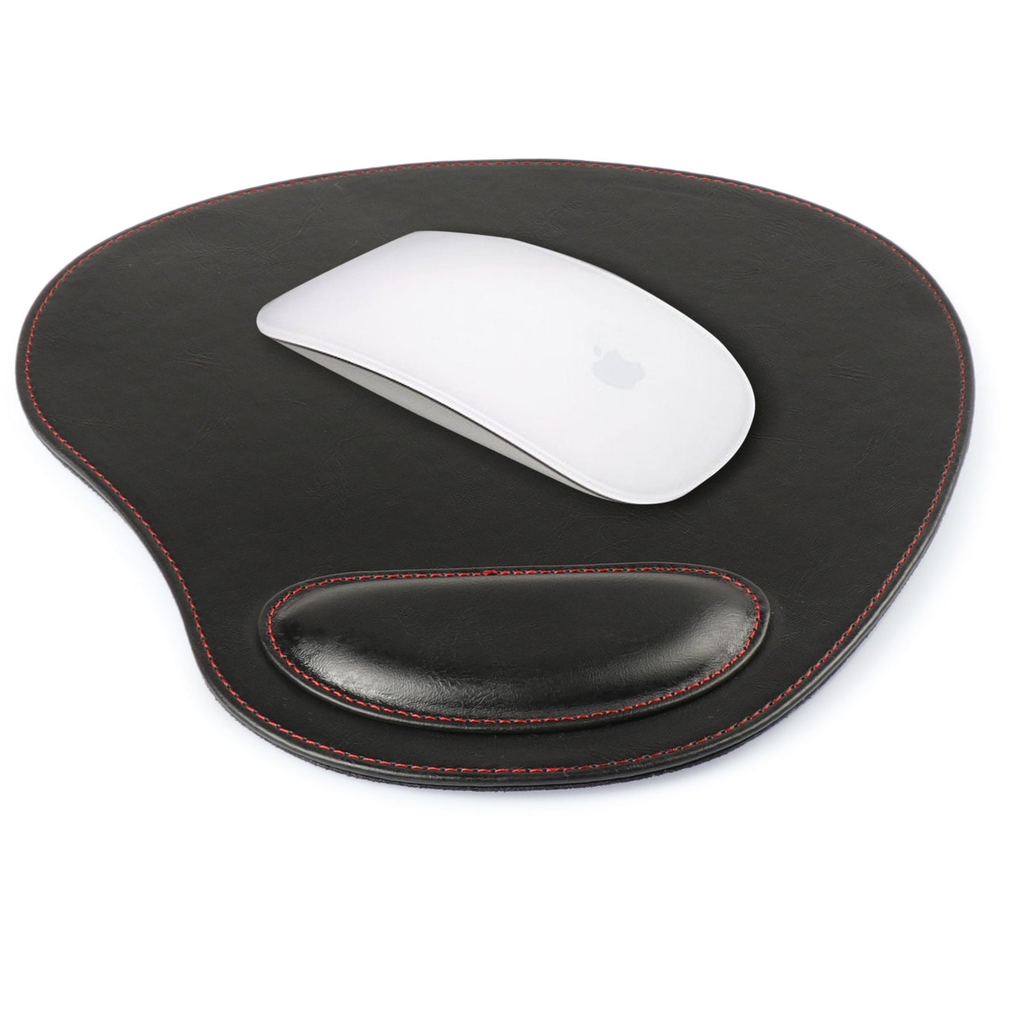 Personalized Hand Crafted Oval Leather Computer Mouse Pad with Wrist Rest, Office Ergonomic Mouse Pad, Customized Birthday Gift
