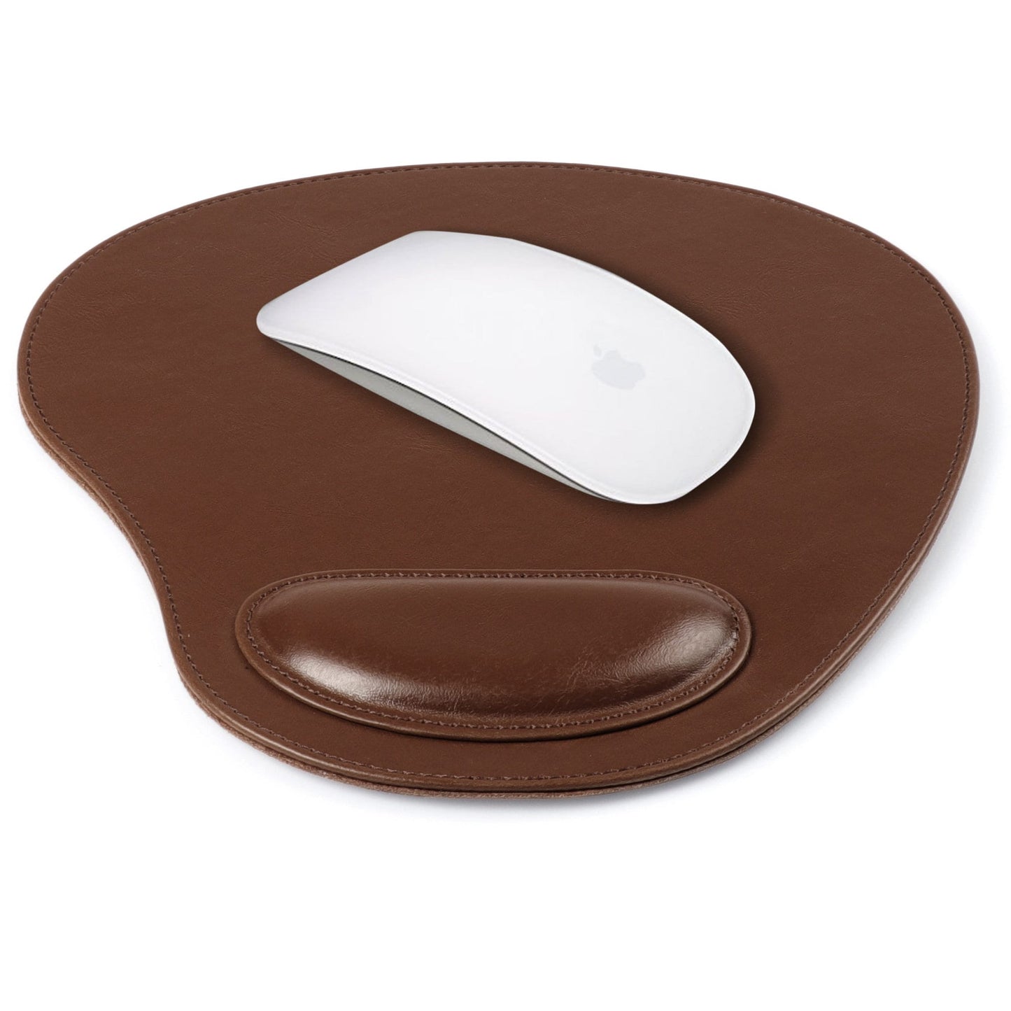 Personalized Oval Leather Mouse Pad with Wrist Rest, Hand Crafted Computer Mouse Pad, Cute Desk Laptop Mouse Pad, Soft Ergonomic Mouse Pad