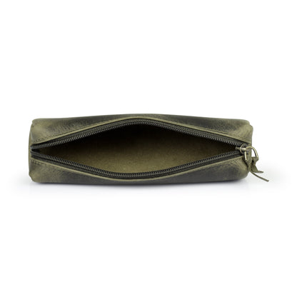 Personalized Hand Crafted Top Grain Leather Zip Pen Case, Pencil Bag, High-Quality Cosmetic Case, Custom Makeup Bag, Classic Look Pen Pouch