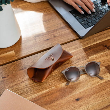 Glasses Case Top Grain Leather, Hand Crafted Eyeglasses Case, Glasses Cover with Magnetic Clasp, Magnetic Button Eyeglasses Bag