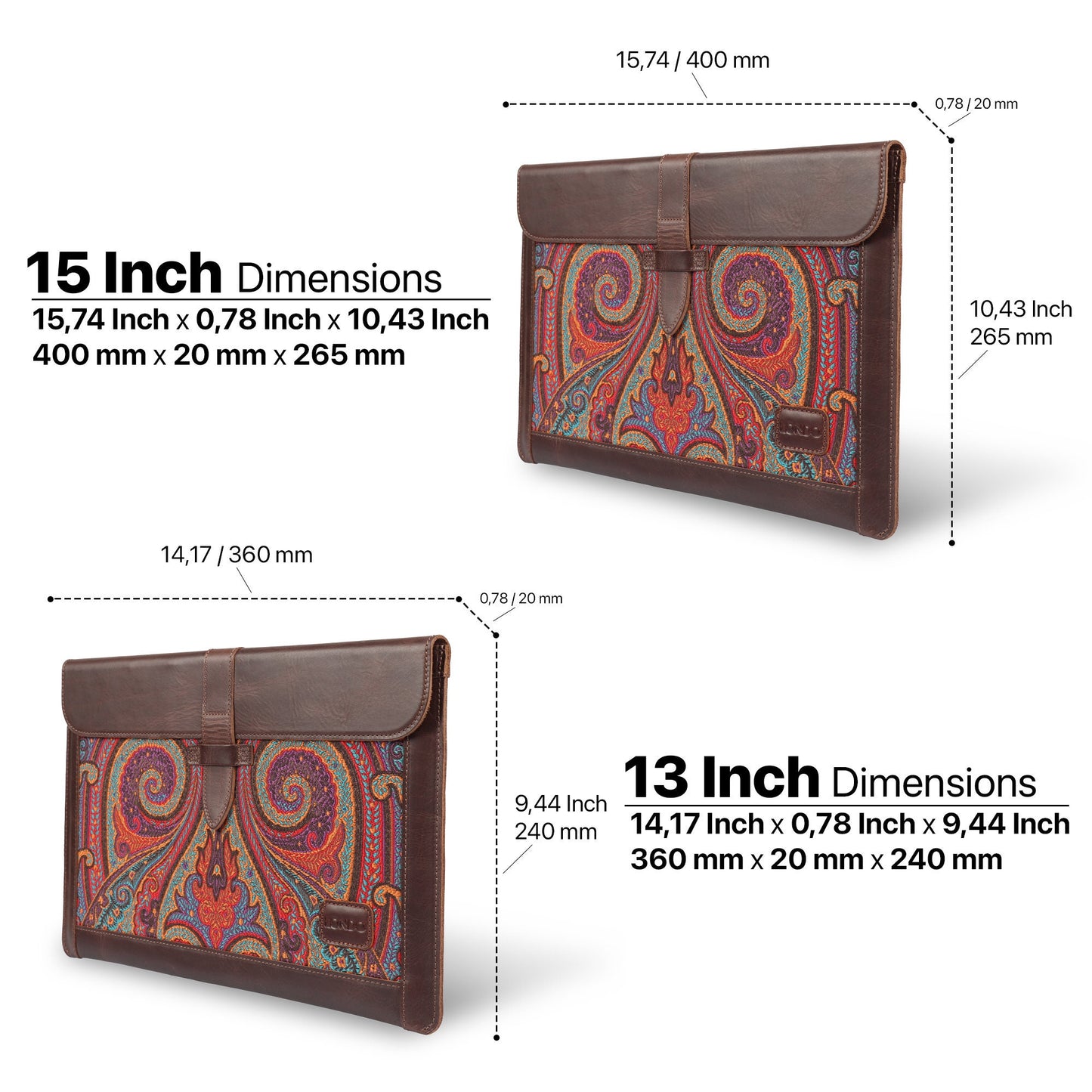 Personalized Leather MacBook Sleeve - 13 14 16 inch, MacBook Pro/Air Case, Custom Monogram, Brown Blue Purple, Gifts for Him/Her