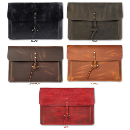 Leather Laptop Bag for MacBook & iPad - Personalized 13" 14" 16" Pro/Air Case - Handmade Top Grain Portfolio Sleeve with Flap - Gift