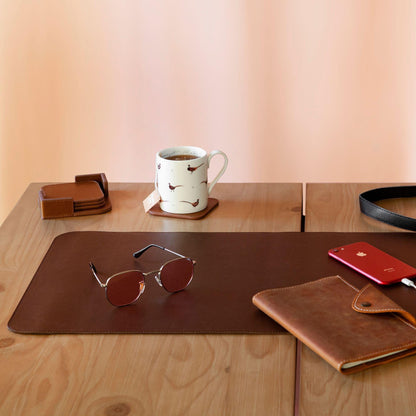 Leather Mouse Pad Personalized - Large Extended Desk Mat, Gaming Pad, Custom Name, Gift for Him, Tech Accessories, Brown